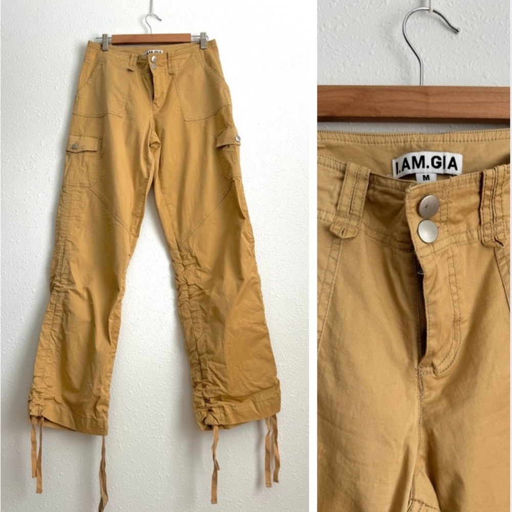 I.AM.GIA Cargo Pants Y2K Women’s Size M Khaki Tan Wide Leg Streetwear Utility
